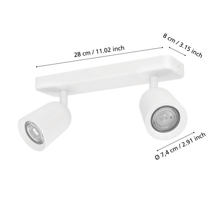 Eglo - Oprawa punktowa 2xGU10/10W/230V biała