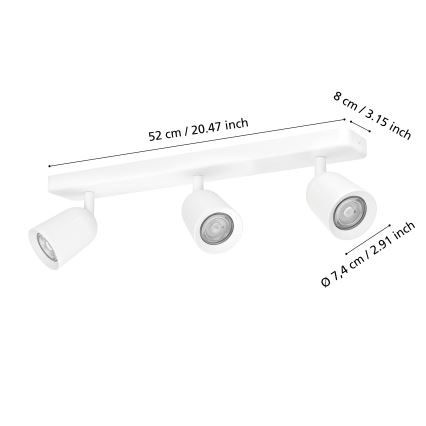 Eglo - Oprawa punktowa 3xGU10/10W/230V biała