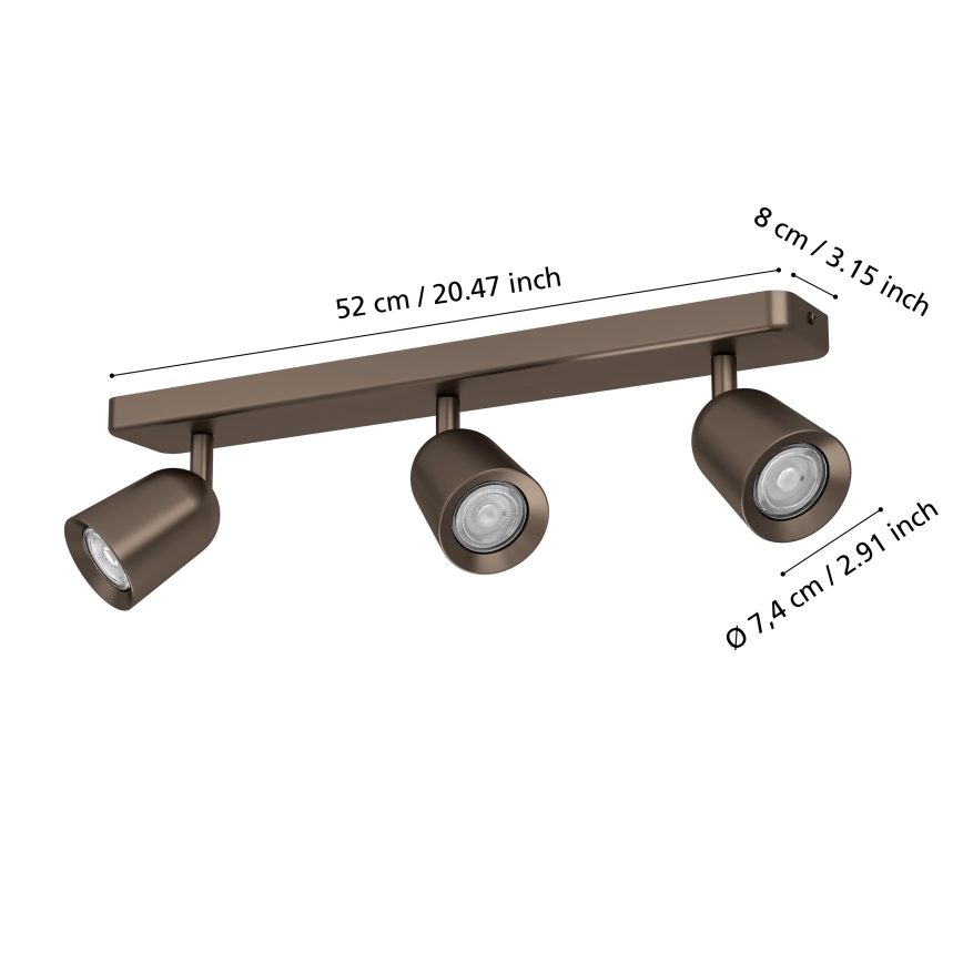 Eglo - Oprawa punktowa 3xGU10/10W/230V brązowa
