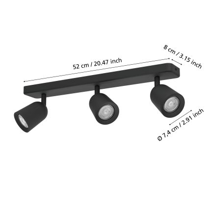 Eglo - Oprawa punktowa 3xGU10/10W/230V czarna