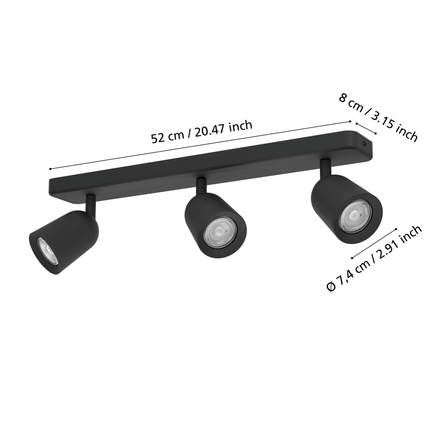 Eglo - Oprawa punktowa 3xGU10/10W/230V czarna