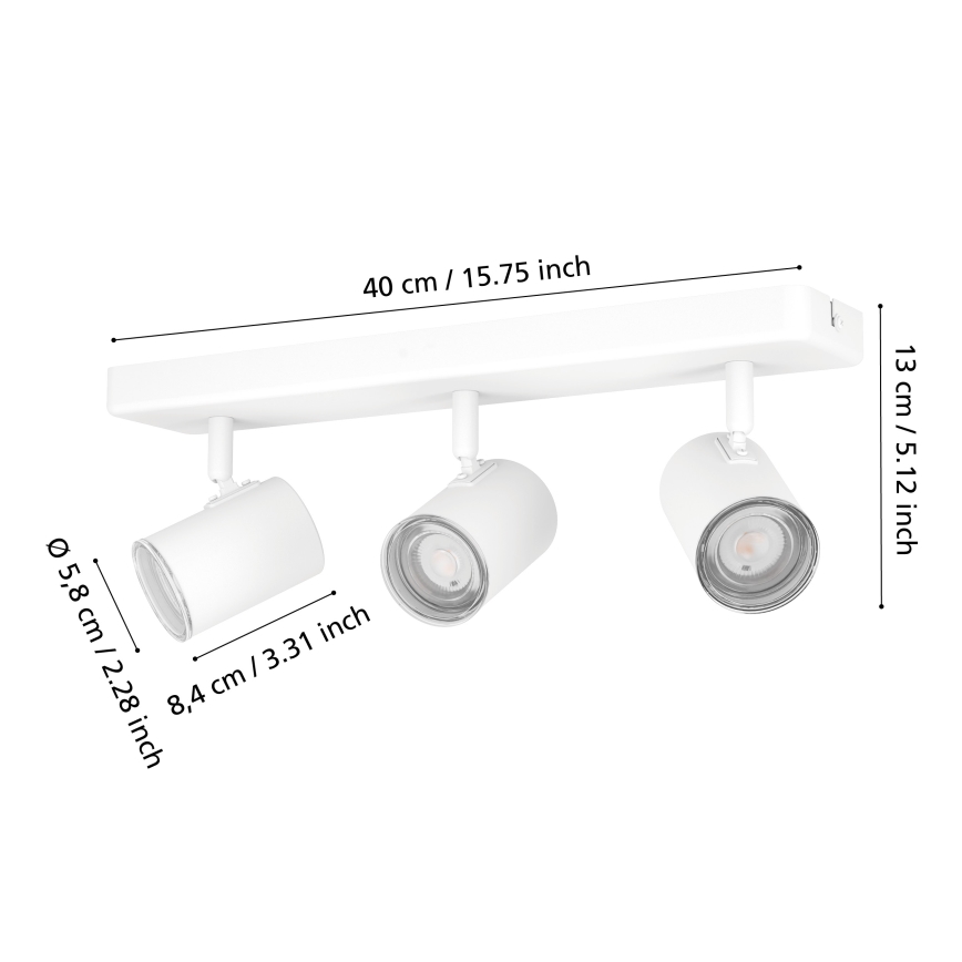 Eglo - Łazienkowa oprawa punktowa 3xGU10/5W/230V IP44 biała