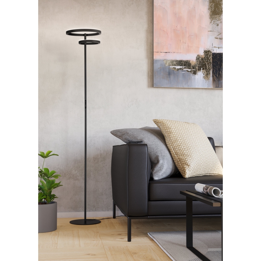 Eglo - ściemnialna lampa stojąca LED/16W/230V + LED/12W czarna