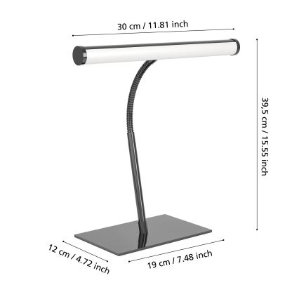 Eglo - LED ściemniana lampa stołowa z dotykowym sterowaniem LED/5W/230V 2700/4000/6500K czarna