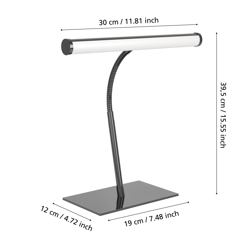 Eglo - LED ściemnialna dotykowa lampa stołowa LED/5W/230V 2700/4000/6500K czarny chrom