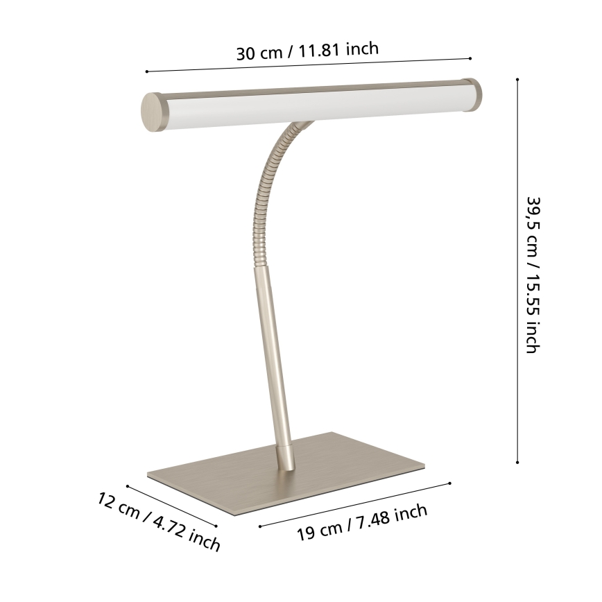 Eglo - Dotykowa, ściemnialna lampa stołowa LED, 5W, 230V, 2700/4000/6500K, matowy chrom