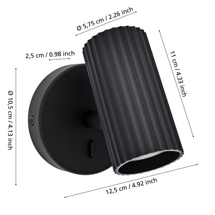 Eglo - Kinkiet punktowy 1xGU10/5W/230V czarny