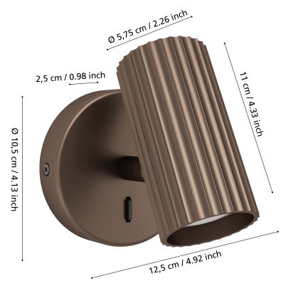 Eglo - Kinkiet punktowy 1xGU10/5W/230V brązowy