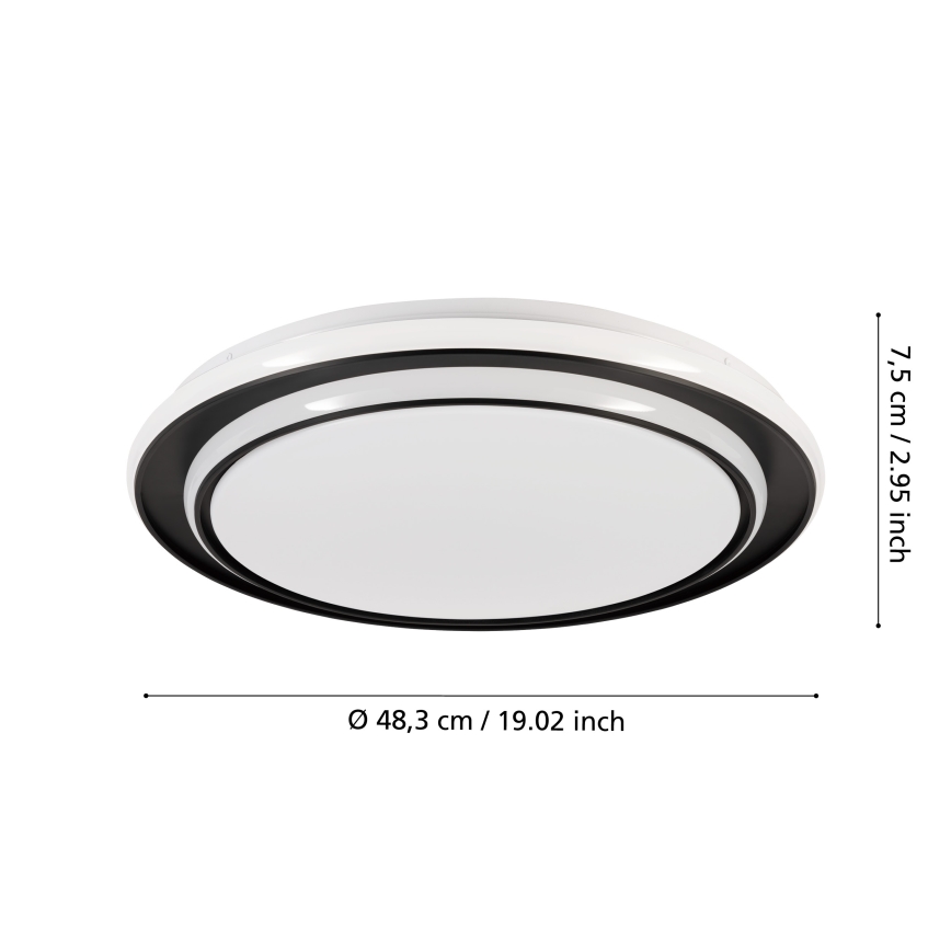 Eglo - Oprawa sufitowa LED 36W/230V 2700/4000/6500K Ø 49 cm czarna