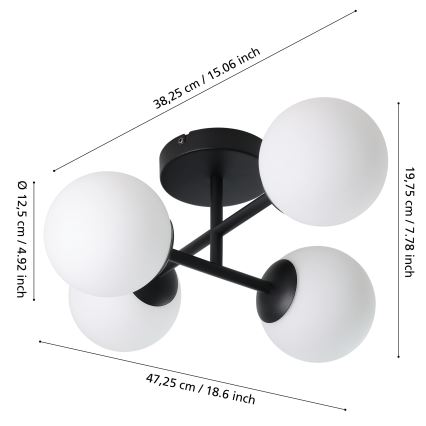 Eglo - LED żyrandol przysufitowy do łazienki 4xG9/4,2W/230V IP44 czarny