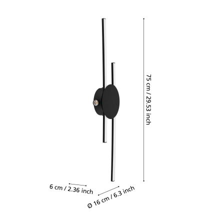 Eglo - LED Kinkiet LED/20W/230V + LED/0,91W czarny