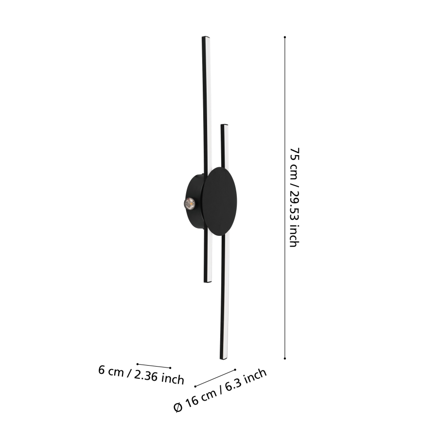 Eglo - LED Kinkiet LED/20W/230V + LED/0,91W czarny