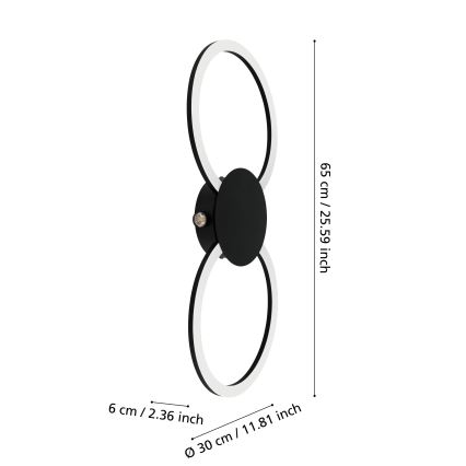 Eglo - Kinkiet ścienny LED/20W/230V + LED/0,91W czarny