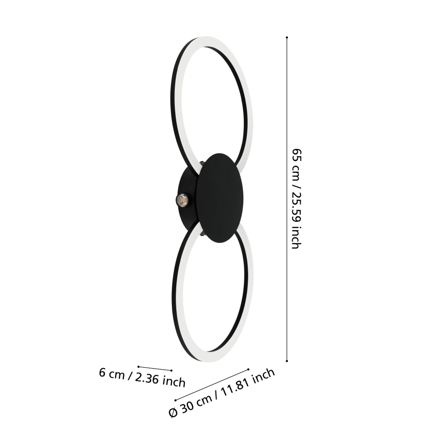 Eglo - Kinkiet ścienny LED/20W/230V + LED/0,91W czarny
