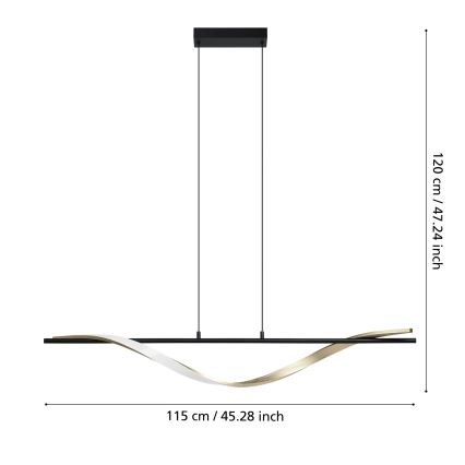 Eglo - Żyrandol LED na lince LED/20W/230V 2700/4000/6500K czarny/złoty