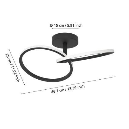 Eglo - Oprawa sufitowa LED/12W/230V 2700/4000/6500K czarna