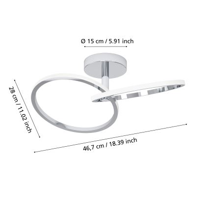 Eglo - Lampa sufitowa LED 12W/230V 2700/4000/6500K, błyszczący chrom
