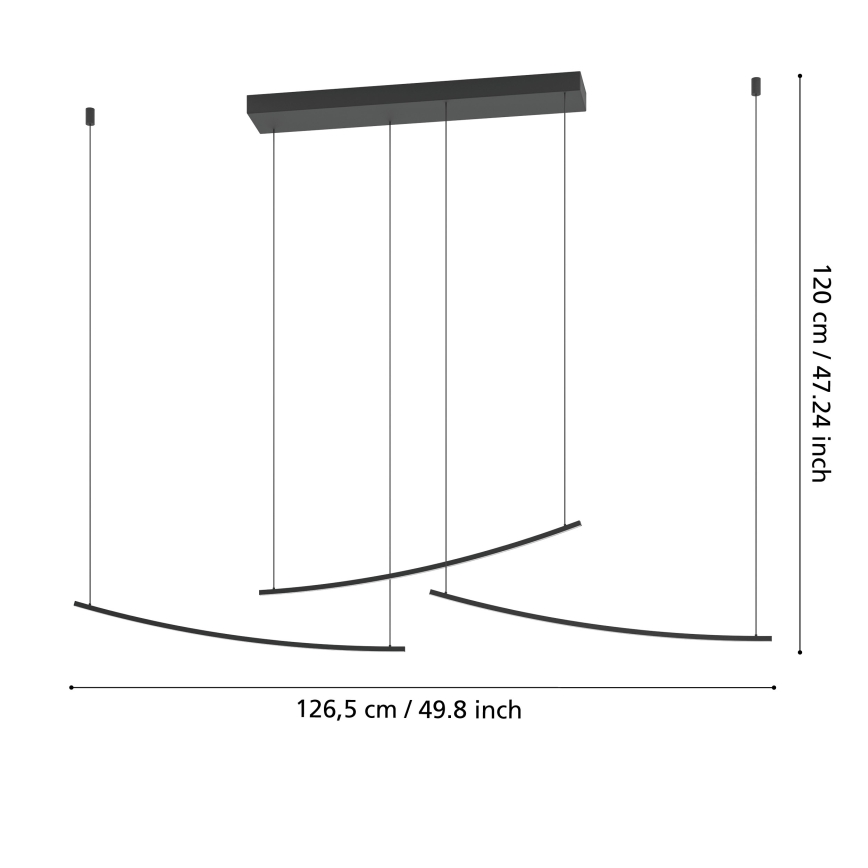 Eglo - LED ściemnialna lampa wisząca na lince LED/22W/230V 2700/4000/6500K czarna