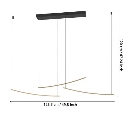Eglo  - LED ściemnialny żyrandol na lince LED/22W/230V 2700/4000/6500K złoty