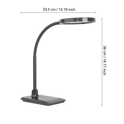Eglo - LED ściemnialna elastyczna lampa stołowa LED/5,5W/230V 2700/4000/6500K czarna