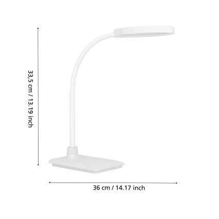Eglo - Ściemnialna giętna lampka biurkowa LED/5,5W/230V 2700/4000/6500K biała