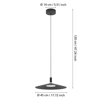 Eglo - LED RGBW ściemnialny żyrandol na linkach LED/15,5W/230V 2700-6500K czarny
