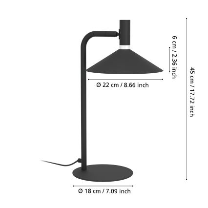 Eglo - LED RGBW ściemnialna lampa stołowa LED/7,5W/230V 2700-6500K czarna