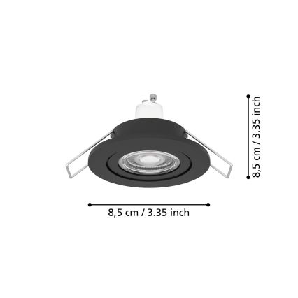 Eglo - LED oprawa punktowa wpuszczana do łazienki 1xGU10/4,5W/230V IP44 czarna