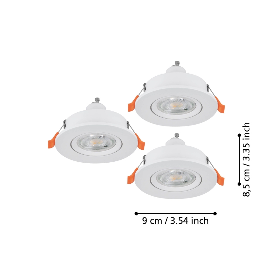Eglo - Zestaw 3x LED wpuszczane oprawy punktowe 1xGU10/4,5W/230V białe