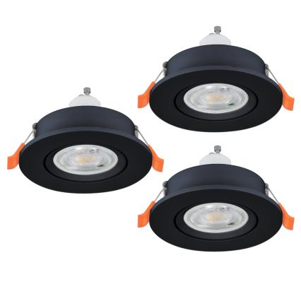 Eglo - ZESTAW 3x LED oprawy punktowe do zabudowy 1xGU10/4,5W/230V czarne