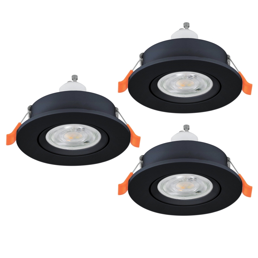 Eglo - ZESTAW 3x LED oprawy punktowe do zabudowy 1xGU10/4,5W/230V czarne