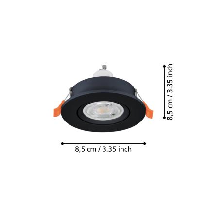 Eglo - LED łazienkowa wpuszczana oprawa punktowa 1xGU10/4,5W/230V IP44 czarna