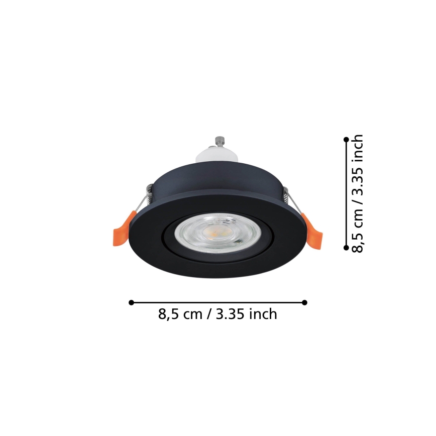 Eglo - LED łazienkowa wpuszczana oprawa punktowa 1xGU10/4,5W/230V IP44 czarna