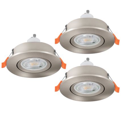 Eglo - Zestaw 3x wpuszczanych opraw punktowych LED do łazienki, 1xGU10/4,5W/230V, IP44, matowy chrom