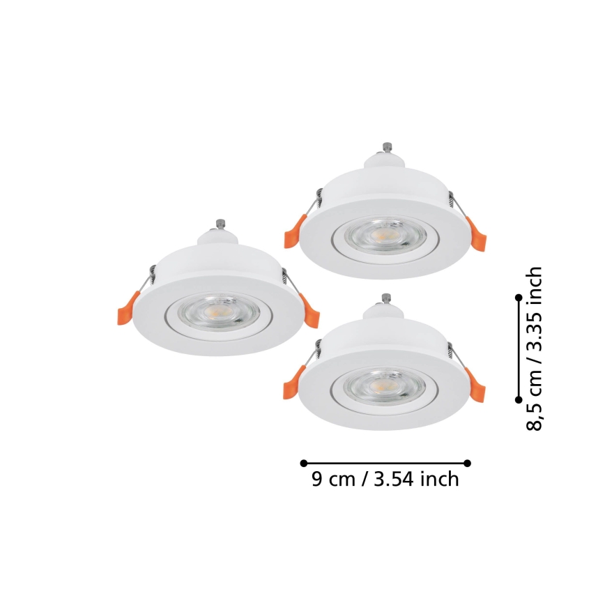 Eglo - Zestaw 3x wpuszczanych opraw punktowych LED 1xGU10/4,5W/230V, biały
