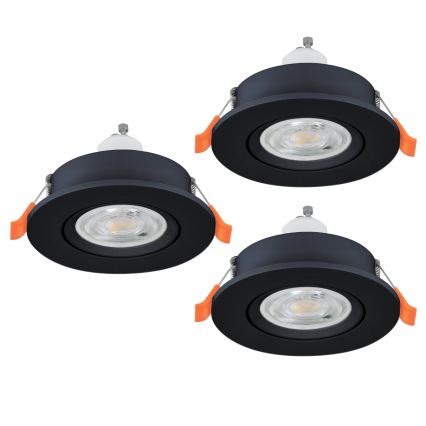 Eglo - ZESTAW 3x LED wpuszczanych opraw punktowych 1xGU10/4,5W/230V czarny