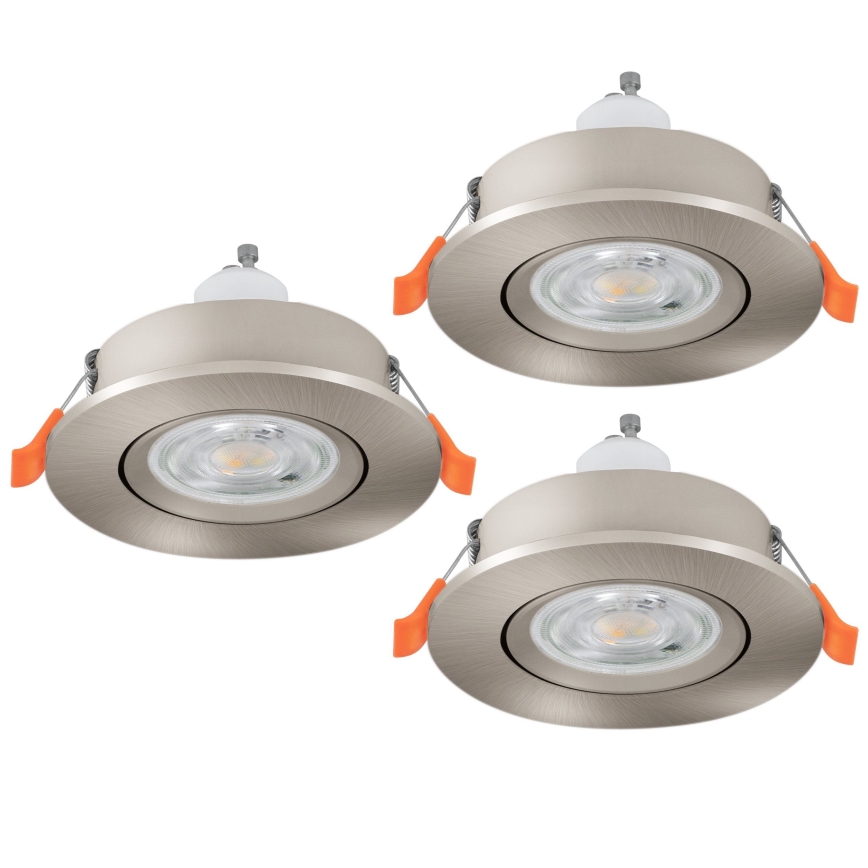 Eglo - Zestaw 3x LED wpuszczane oprawy punktowe 1xGU10/4,5W/230V matowy chrom