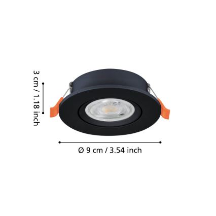 Eglo - LED wpuszczana oprawa punktowa LED/4,8W/230V 2700/4000/6500K czarna
