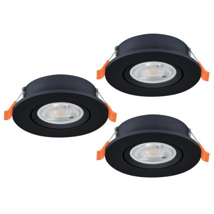 Eglo - ZESTAW 3x wpuszczane oprawy punktowe LED/4,8W/230V 2700/4000/6500K czarne