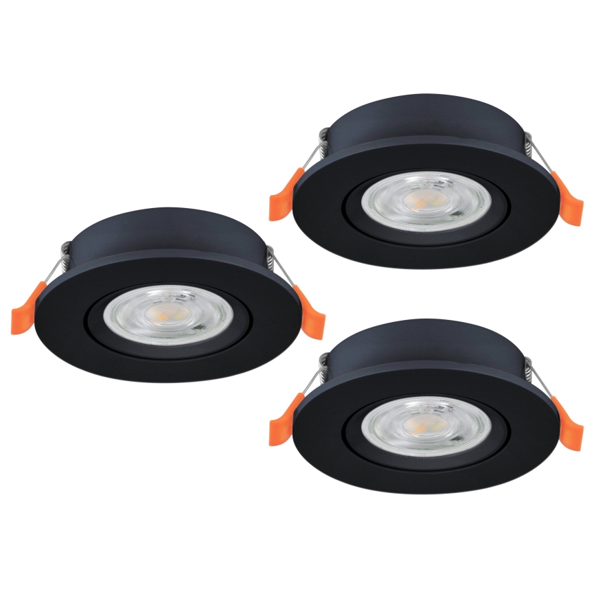 Eglo - ZESTAW 3x wpuszczane oprawy punktowe LED/4,8W/230V 2700/4000/6500K czarne