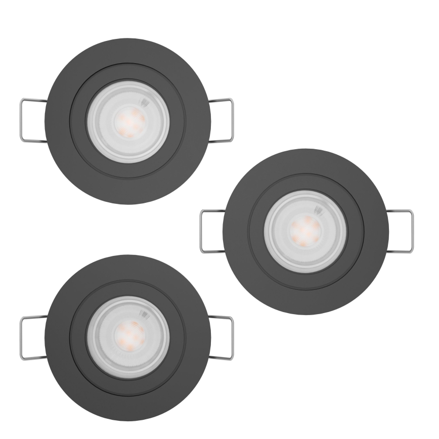 Eglo - ZESTAW 3x wpuszczane oprawy punktowe LED/4,8W/230V 2700/4000/6500K czarne