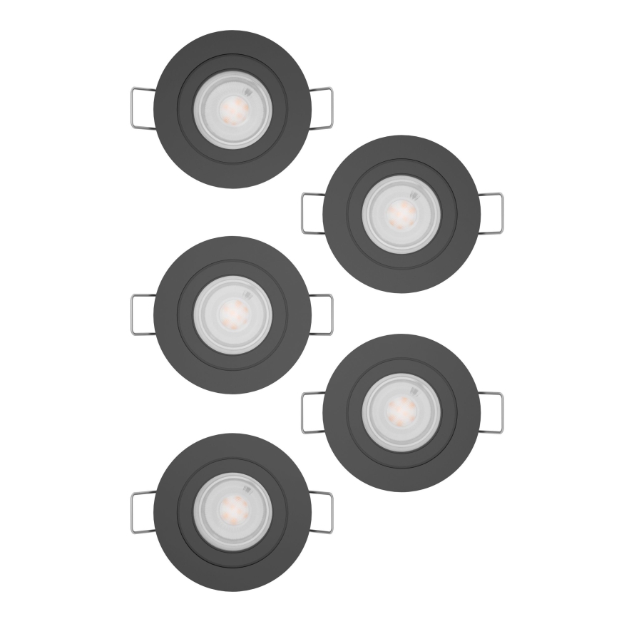 Eglo - Zestaw 5x wpuszczanych opraw punktowych LED/4,8W/230V 2700/4000/6500K czarny