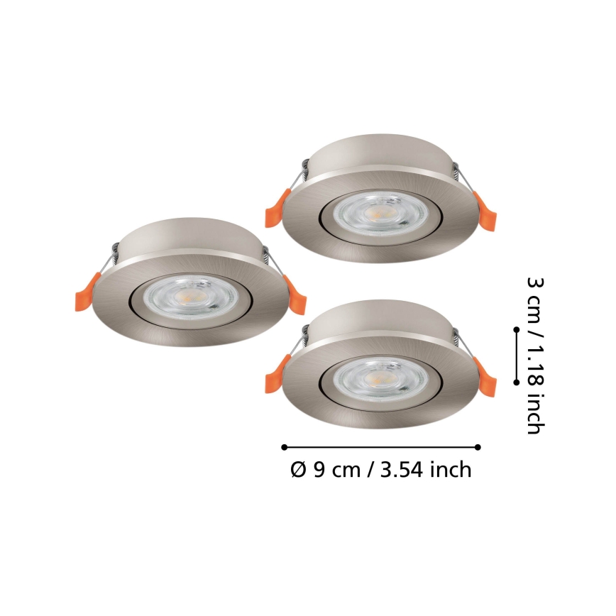 Eglo - Zestaw 3x wpuszczanych opraw punktowych LED/4,8W/230V 2700/4000/6500K matowy chrom
