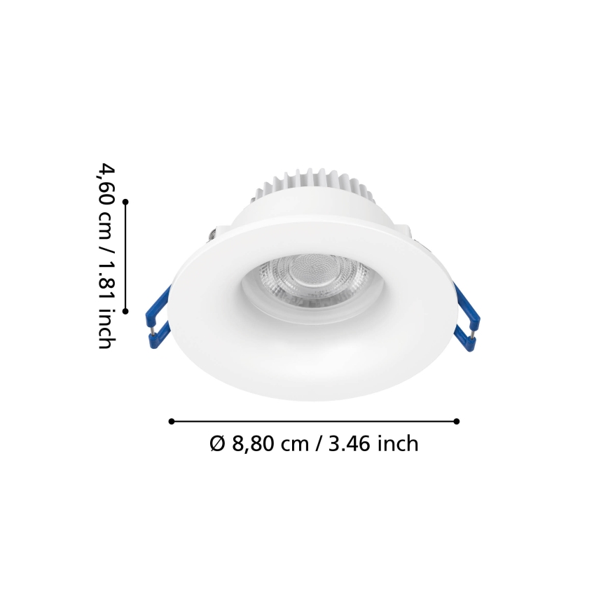 Eglo - wpuszczana oprawa sufitowa LED do łazienki LED/4,9W/230V 2700/4000/6500K śr. 8,8 cm IP65 biały