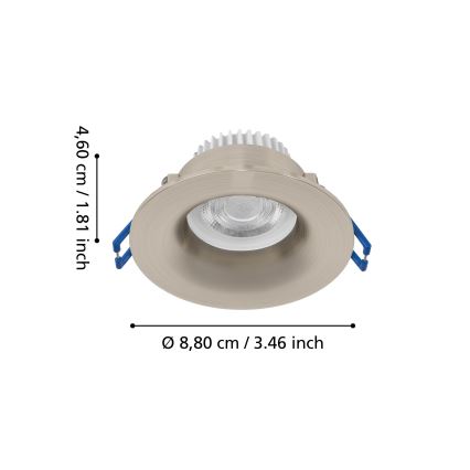 Eglo - Wpuszczana oprawa sufitowa LED do łazienki LED/4,9W/230V 2700/4000/6500K śr. 8,8 cm IP65 matowy chrom