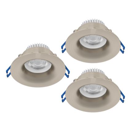 Eglo - Zestaw 3x wpuszczanych opraw sufitowych do łazienki LED, 4,9 W, 230 V, 2700/4000/6500 K, śr. 8,8 cm, IP65, matowy chrom