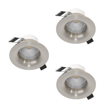 Eglo - ZESTAW 3x ściemnialnych wpuszczanych opraw sufitowych LED/4,8W/230V śr. 8,8 cm matowy chrom