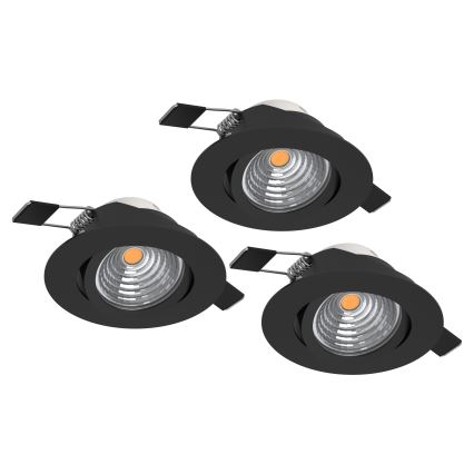 Eglo - ZESTAW 3x ściemnialne oprawy wpuszczane LED/6,4W/230V śr. 8,8 cm czarne
