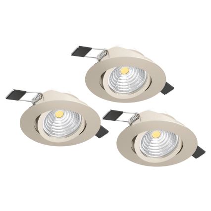 Eglo - ZESTAW 3x LED ściemnialne oprawy wpuszczane LED/6,4W/230V śr. 8,8 cm matowy chrom