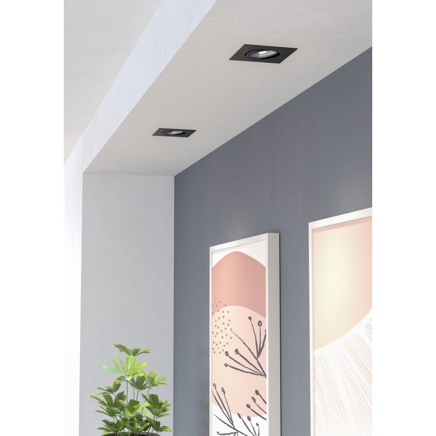Eglo - ZESTAW 3x ściemnialne wpuszczane oprawy sufitowe LED/4,8W/230V 8,8x8,8 cm czarne